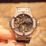Perfect Replica Hublot Big Bang Tourbillion Rose Gold Diamond Watch 44mm